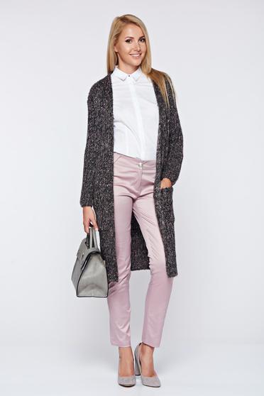 poze cu Pantaloni PrettyGirl rosa conici cu talie medie cu aspect satinat