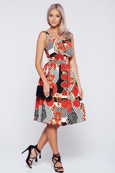 Rochie PrettyGirl rosie in clos fara maneci cu elastic in talie