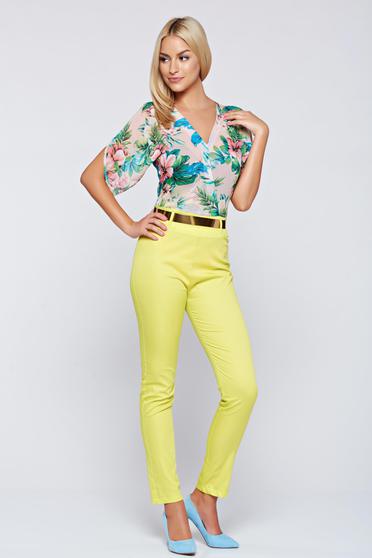 poze cu Salopeta PrettyGirl galbena eleganta din material vaporos cu maneca scurta