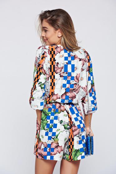 Salopeta PrettyGirl alba din material vaporos cu elastic in talie