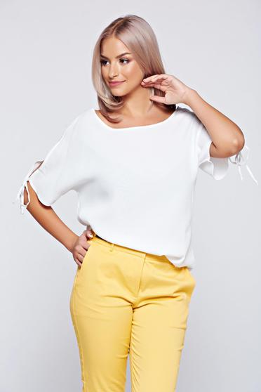 Bluza dama Top Secret alba cu croi larg cu maneca scurta