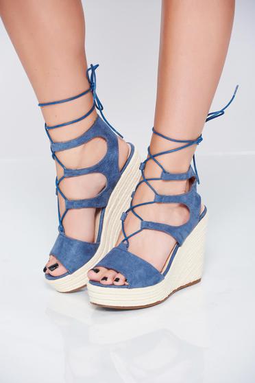 Sandale casual albastre cu snur