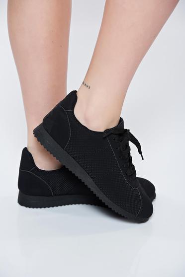 Pantofi sport negri cu talpa usoara cu siret