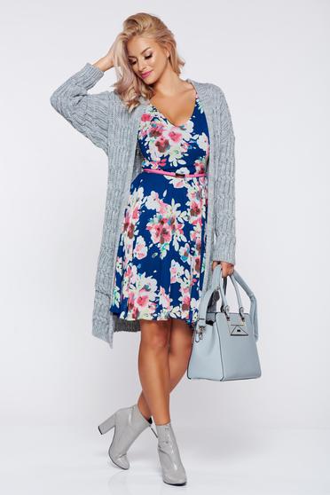 Rochie StarShinerS albastru-inchis in clos fara maneci cu accesoriu tip curea