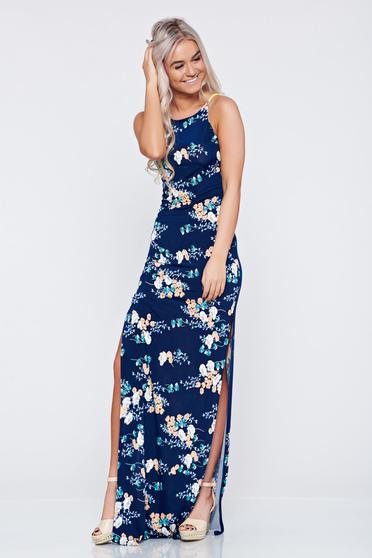 poze cu Rochie StarShinerS albastru-inchis lunga de zi cu bretele