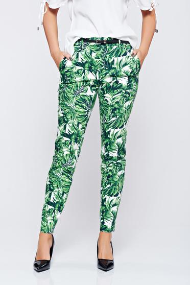 Pantaloni Top Secret verzi conici cu imprimeu floral