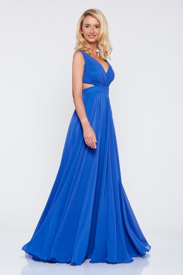 Rochie Fofy albastra de ocazie in clos cu bust buretat