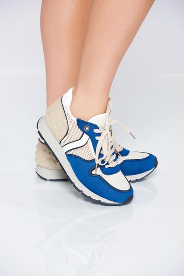Pantofi sport cu talpa usoara albastru cu siret