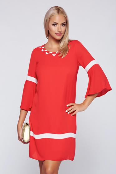 Rochie LaDonna corai eleganta cu croi larg cu maneci clopot