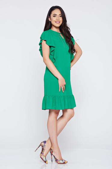 Rochie LaDonna verde din voal cu croi larg cu aplicatii cu margele