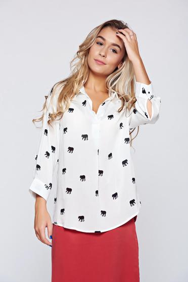 Camasa dama Top Secret alba casual cu croi larg