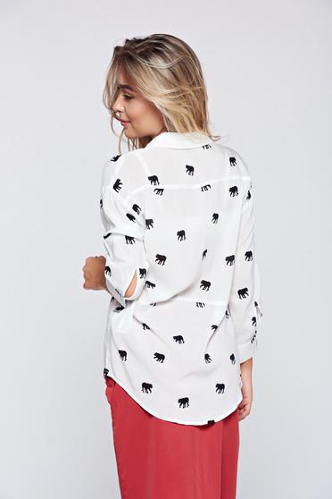Camasa dama Top Secret alba casual cu croi larg
