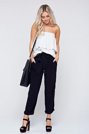 Bluza dama Top Secret alba casual cu croi larg din material vaporos cu umeri goi