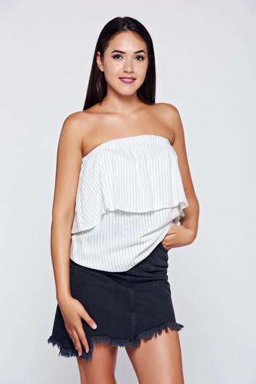 Bluza dama Top Secret alba casual cu umeri goi