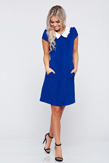 Rochie cu croi larg Fofy albastra cu buzunare