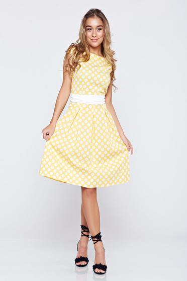 Rochie din bumbac in clos LaDonna galbena cu buline
