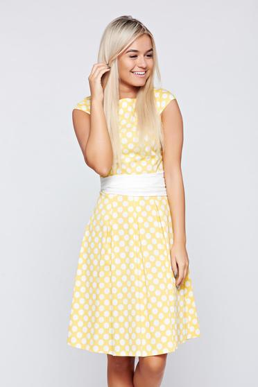 Rochie LaDonna galbena din bumbac in clos cu buline