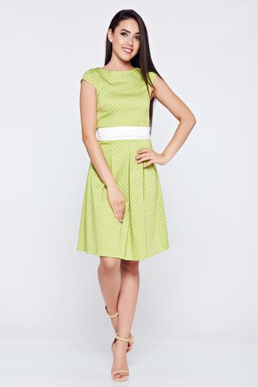 Rochie din bumbac in clos LaDonna verde-deschis cu buline