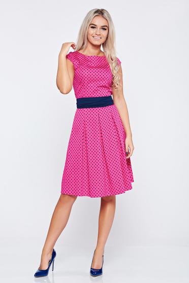 Rochie din bumbac in clos LaDonna fuchsia cu buline