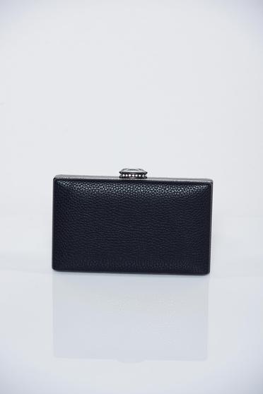 Geanta dama plic neagra cu accesoriu metalic