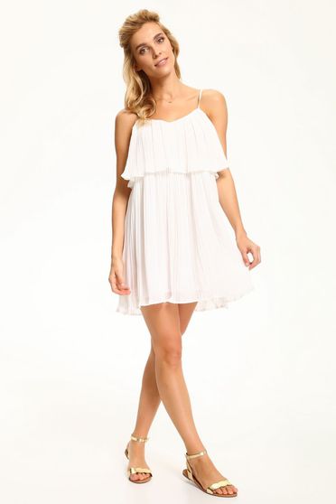Rochie Top Secret alba de zi cu croi larg din material vaporos captusita pe interior