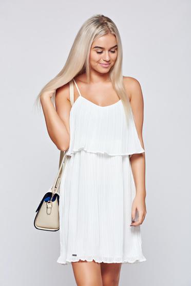 Rochie Top Secret alba din material vaporos cu bretele