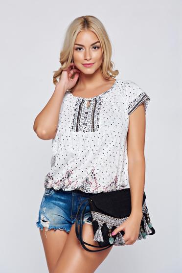 Bluza dama casual din bumbac neagra cu maneca scurta