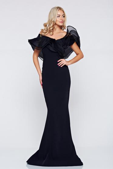 Rochie de ocazie lunga Ana Radu neagra cu volanase