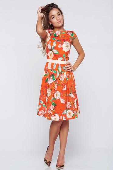 Rochie in clos din bumbac LaDonna rosie cu imprimeuri florale