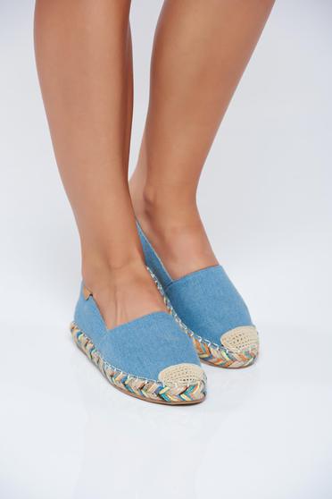 Espadrile cu talpa usoara albastri deschis din material de jeans