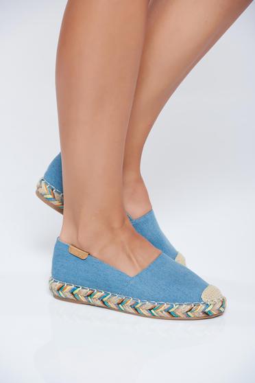 Espadrile albastri deschis din denim cu talpa usoara din material impletit