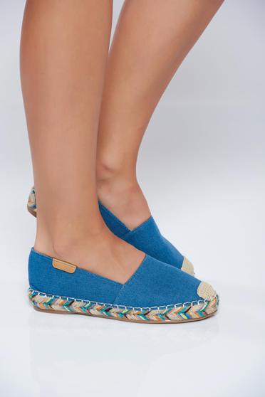 Espadrile albastri din denim cu talpa usoara din material impletit