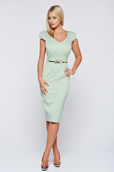 Rochie Fofy verde eleganta tip creion cu accesoriu tip curea