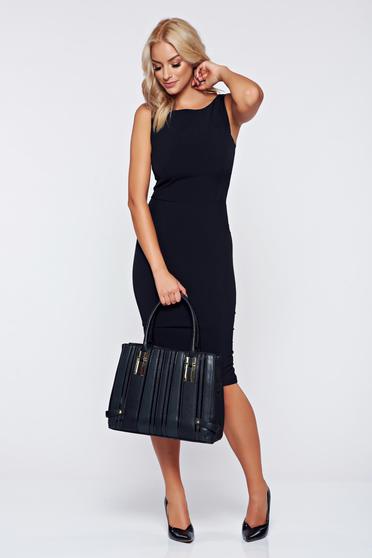 Rochie StarShinerS neagra basic tip creion cu spatele decupat