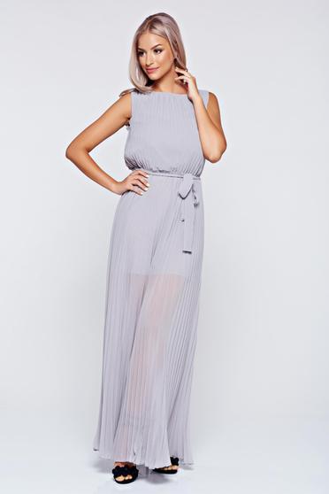 Rochie Top Secret gri fara maneci cu pliuri de material