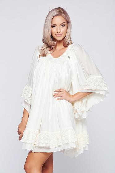 Rochie PrettyGirl alba din bumbac cu croi larg
