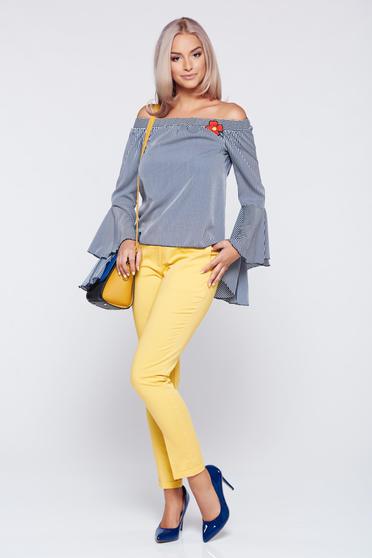 poze cu Bluza dama PrettyGirl albastru-inchis casual cu maneci clopot