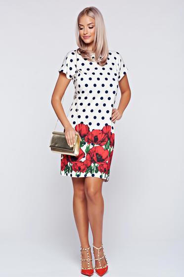 Rochie Fofy rosie cu croi larg cu maneca scurta