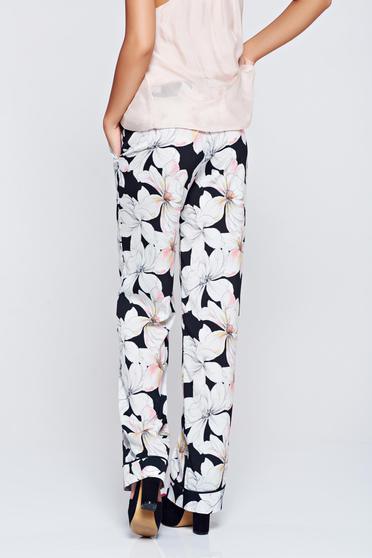 Pantaloni Festival Look by PrettyGirl galbeni cu imprimeuri florale cu buzunare