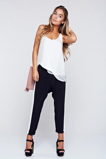 poze cu Pantaloni PrettyGirl negri casual cu elastic in talie