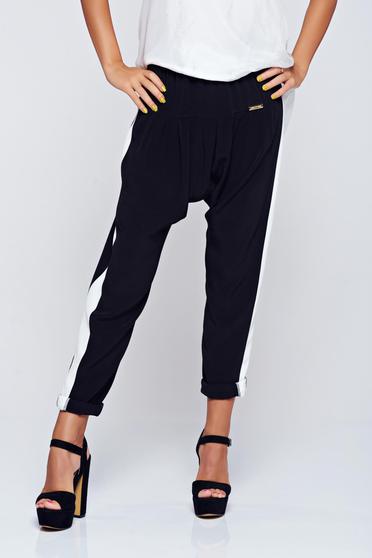 poze cu Pantaloni PrettyGirl negri casual cu elastic in talie
