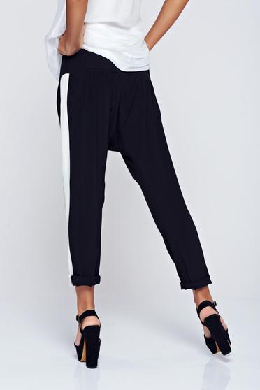 poze cu Pantaloni PrettyGirl negri casual cu elastic in talie