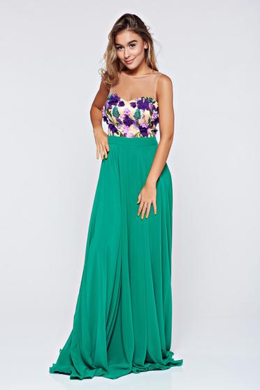 Rochie Fofy verde de ocazie in clos din voal