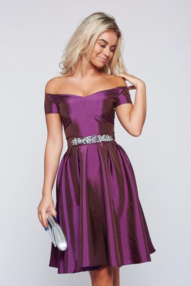 Rochie StarShinerS mov de ocazie in clos pe umeri