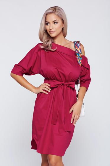 Rochie PrettyGirl visinie casual cu croi larg accesorizata cu cordon