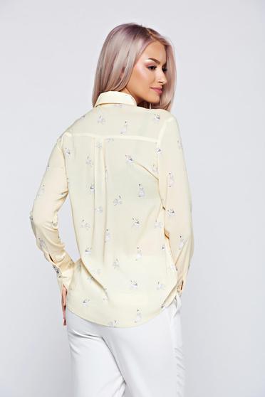 Camasa dama Top Secret galbena din material vaporos cu guler ascutit
