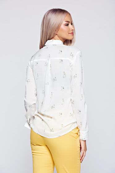 Camasa dama Top Secret alba din material vaporos cu guler ascutit
