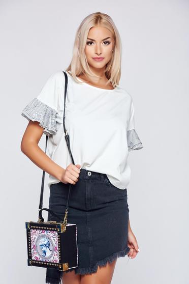 Bluza dama Top Secret alba casual cu croi larg cu maneci tip fluture