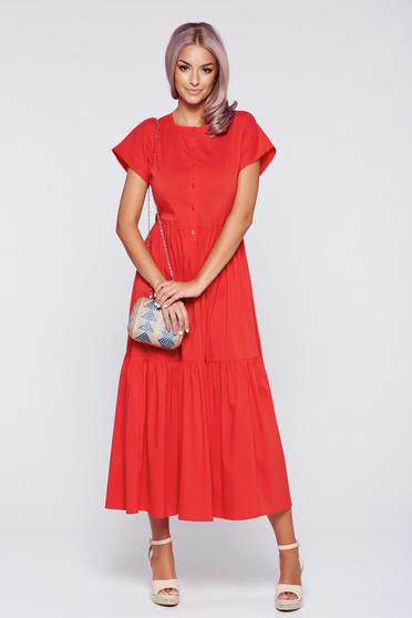 Rochie PrettyGirl corai casual in clos cu elastic in talie
