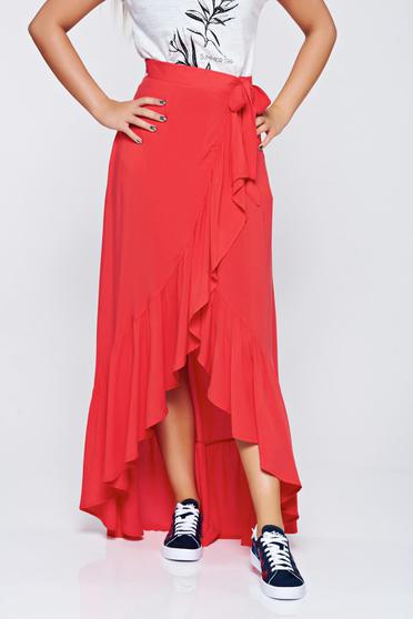 Fusta Top Secret rosie casual petrecuta cu volanase